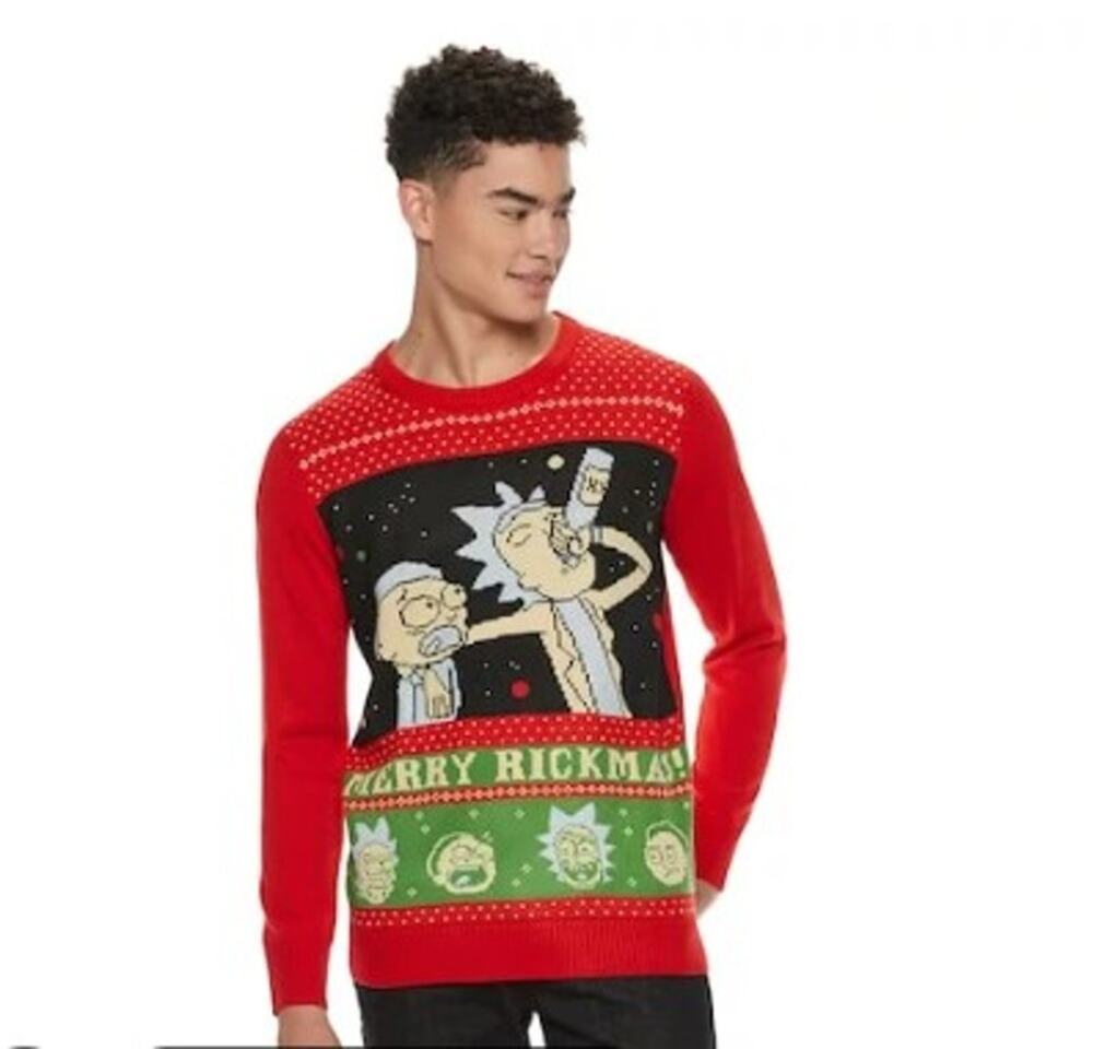 Rick And Morty LS Knit Ugly Christmas Sweater "Merry Rickmas!" - Size XL